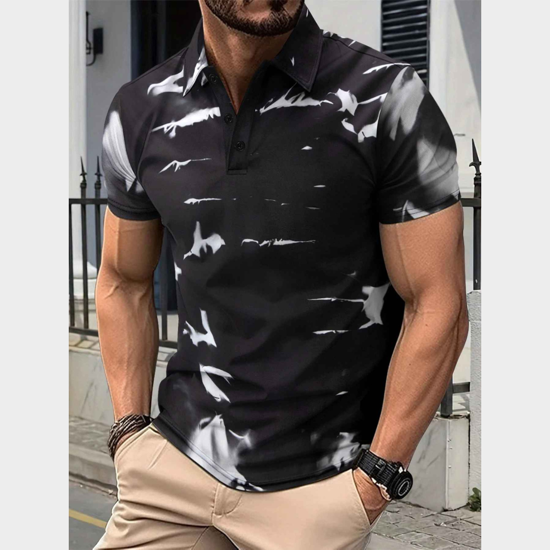 Men's Polo Shirt – Digital Print – Short Sleeve – Lapel Collar – Cotton Blend – Multiple Colours