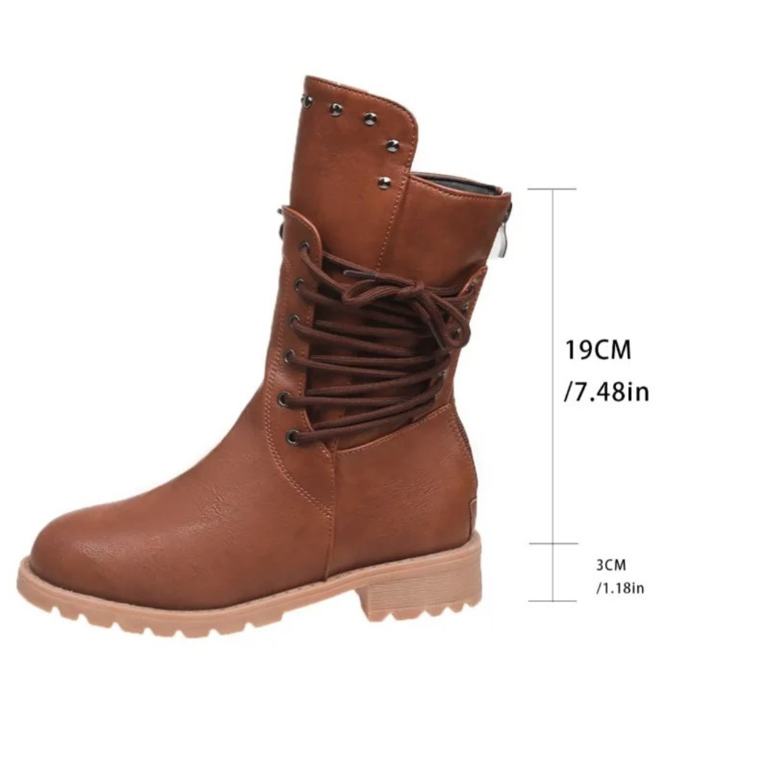 Women Western Cowboy Boots – High Heel Knee Length Retro Leather Knight Style Riding Boots – Multiple Colours