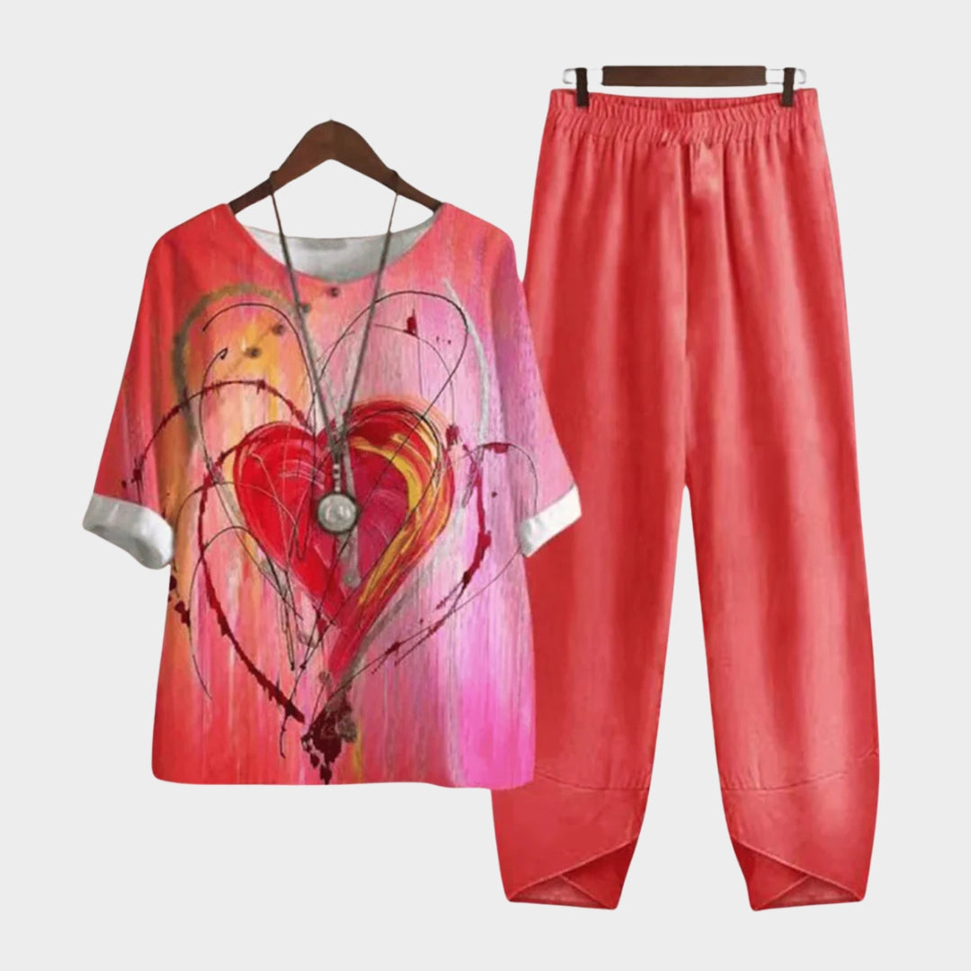 Women's Loose Fit Two-Piece Set – Elegant Airy Outfit – Multiple Colours