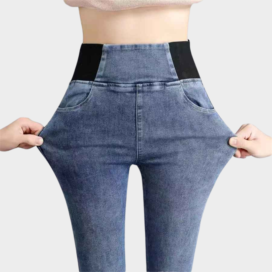 Women's High-Waist Skinny Jeans - Slim Fit Stretch Denim - Vintage Wash Pencil Trousers - Multiple Colours