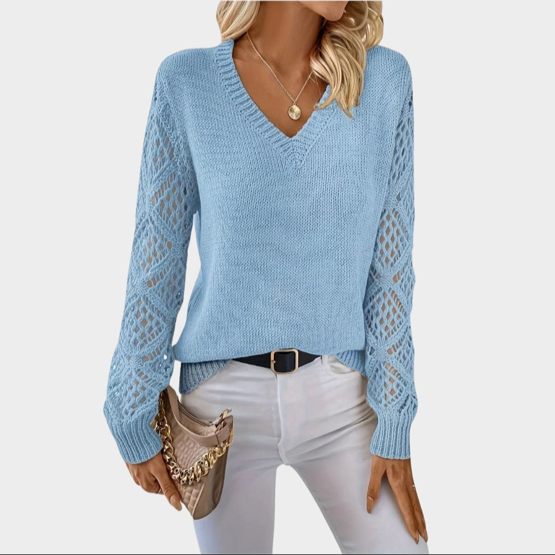 Women’s V-Neck Knitted Sweater - Solid Colors, Casual Fit, Autumn Fashion, Multiple Colors