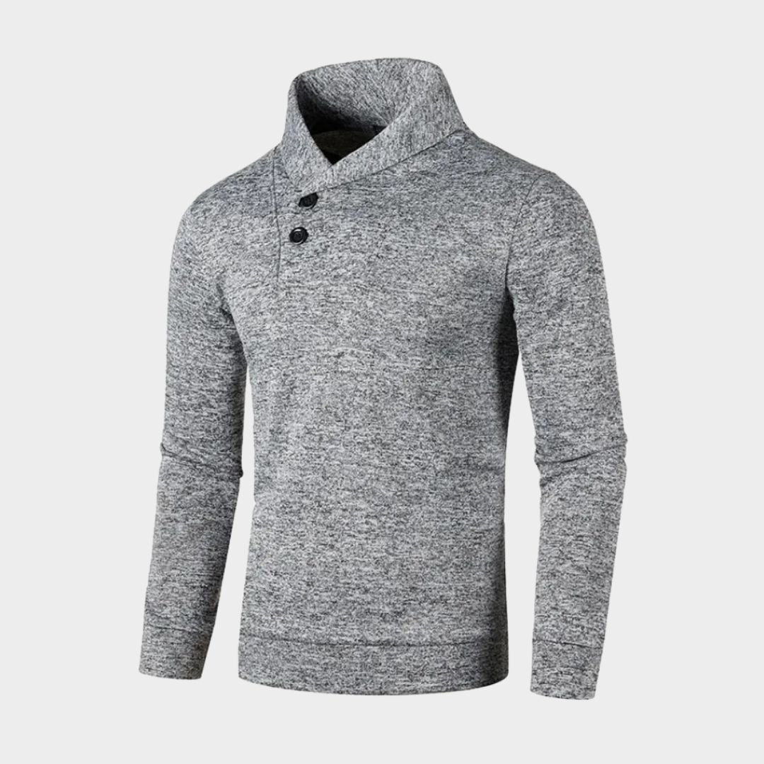 Autumn Men's Half Turtleneck Sweater – Button Neck Slim Fit Warm Winter Pullover (Black, Navy Blue, and More)
