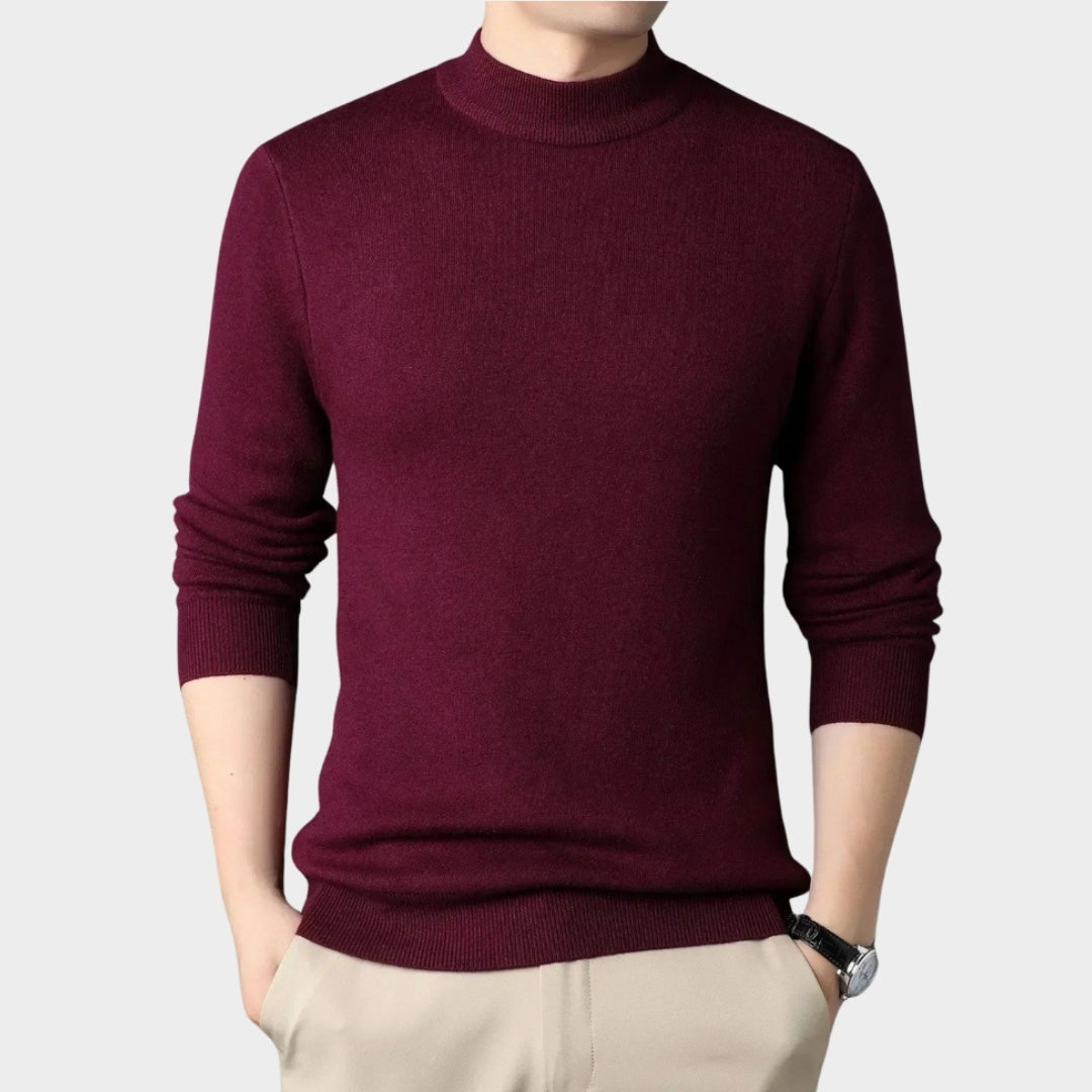 Men's Cashmere Knitted Sweater – Half Turtleneck Slim Fit - Multiple colours