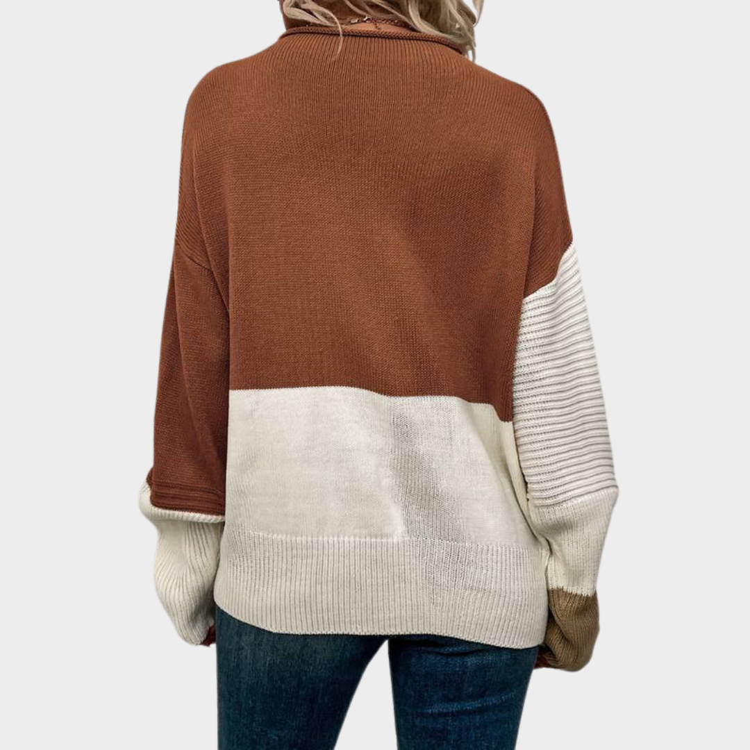 Women's Color Block Sweater – Knitted Pullover – Soft & Stylish – Modern Design – Multiple Colours