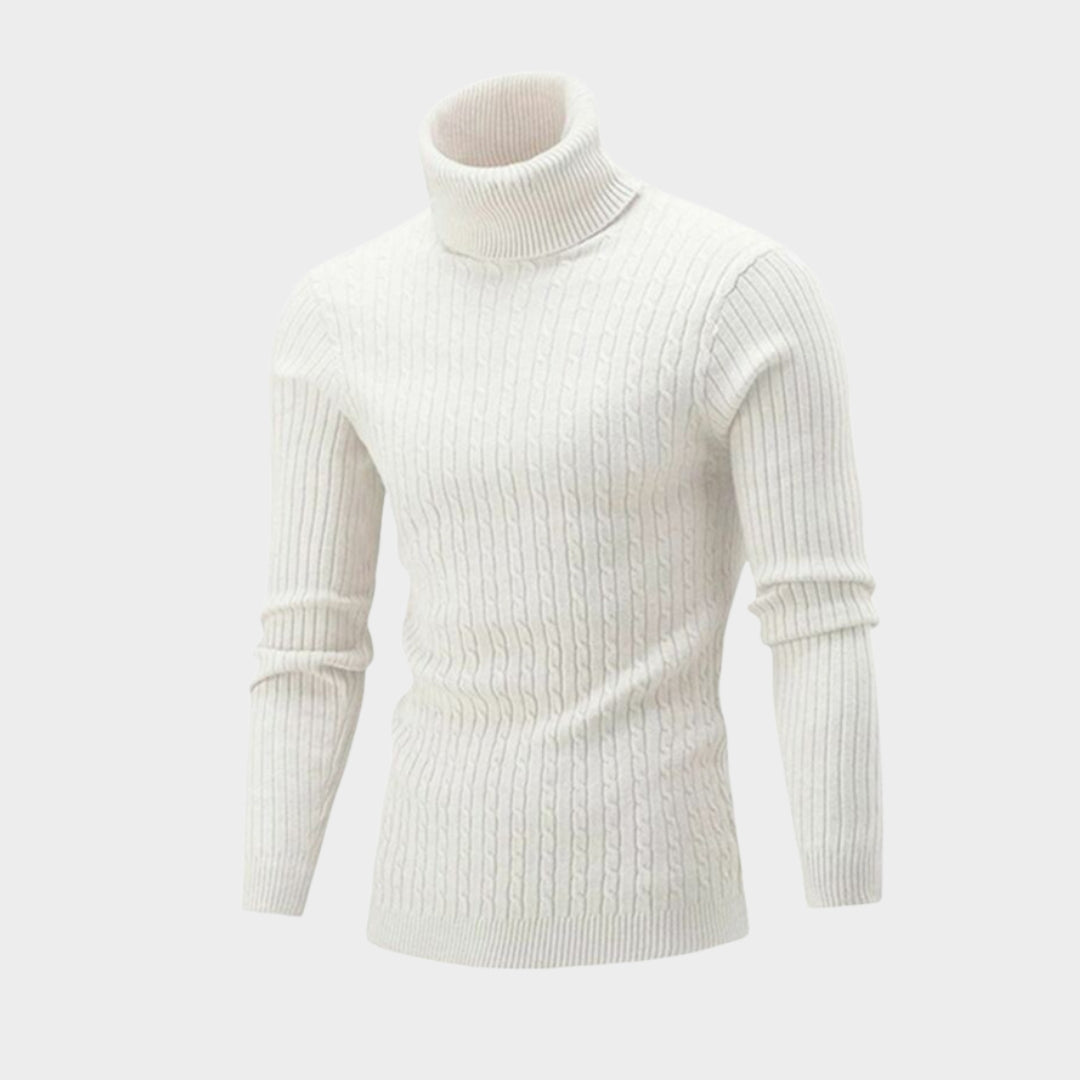 Men’s Turtleneck Sweater – Warm Cashmere Pullover, White, Black, Beige, and More