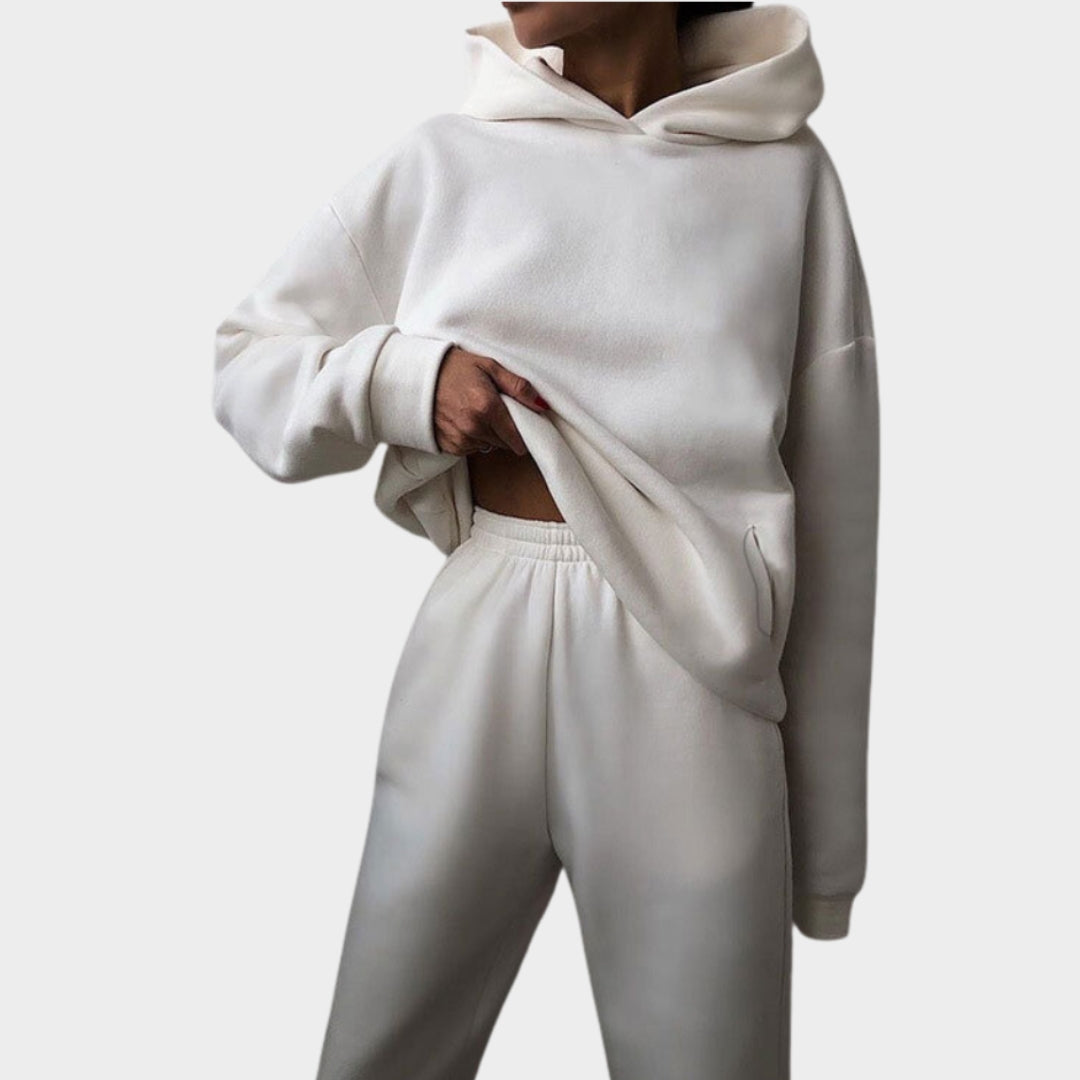 Women’s Casual Two-Piece Sweater Suit – Solid Color, Fashionable Sportswear Set, Available in Brown, Purple, Pink, and More