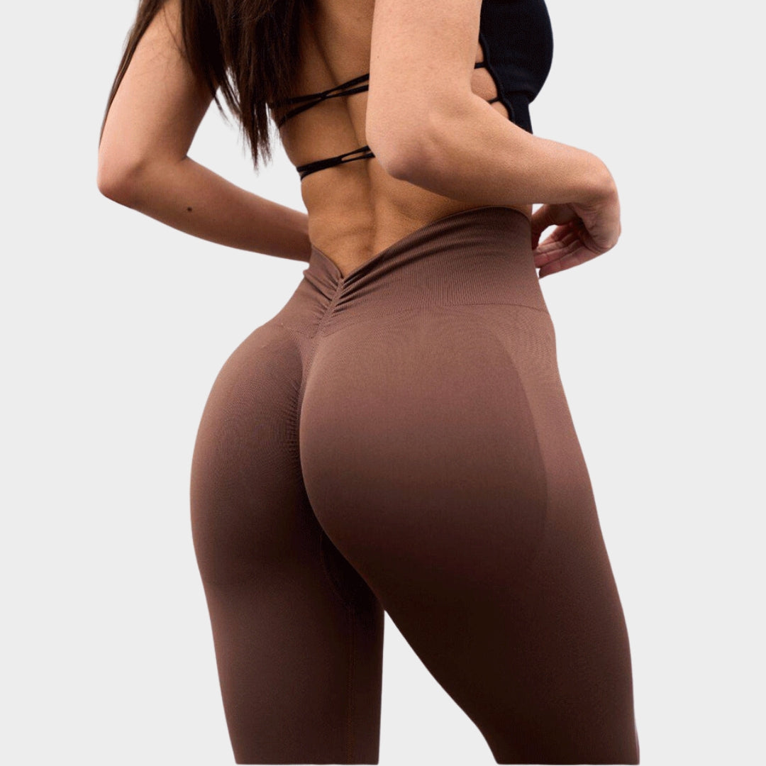 Women's Seamless High-Waist Leggings - Butt-Lifting V-Fold Design - Stretch & Supportive Fitness Trousers - Multiple Colours