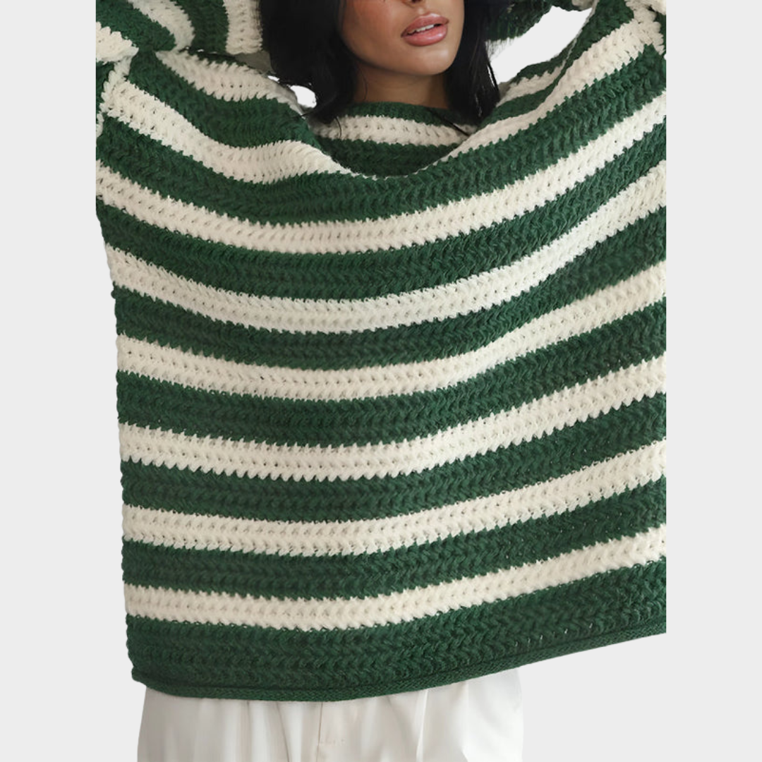 Women's Striped Oversized Sweater – Long Sleeve – O-Neck – Knit Jumper – Multiple Colours