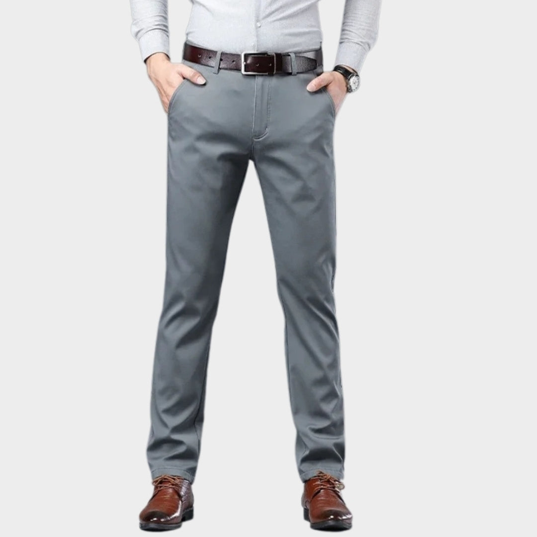 Men’s Winter Fleece-Lined Cotton Pants - Thicker Warm Business Casual Straight Elastic Trousers, Light Khaki, Dark Khaki, and More