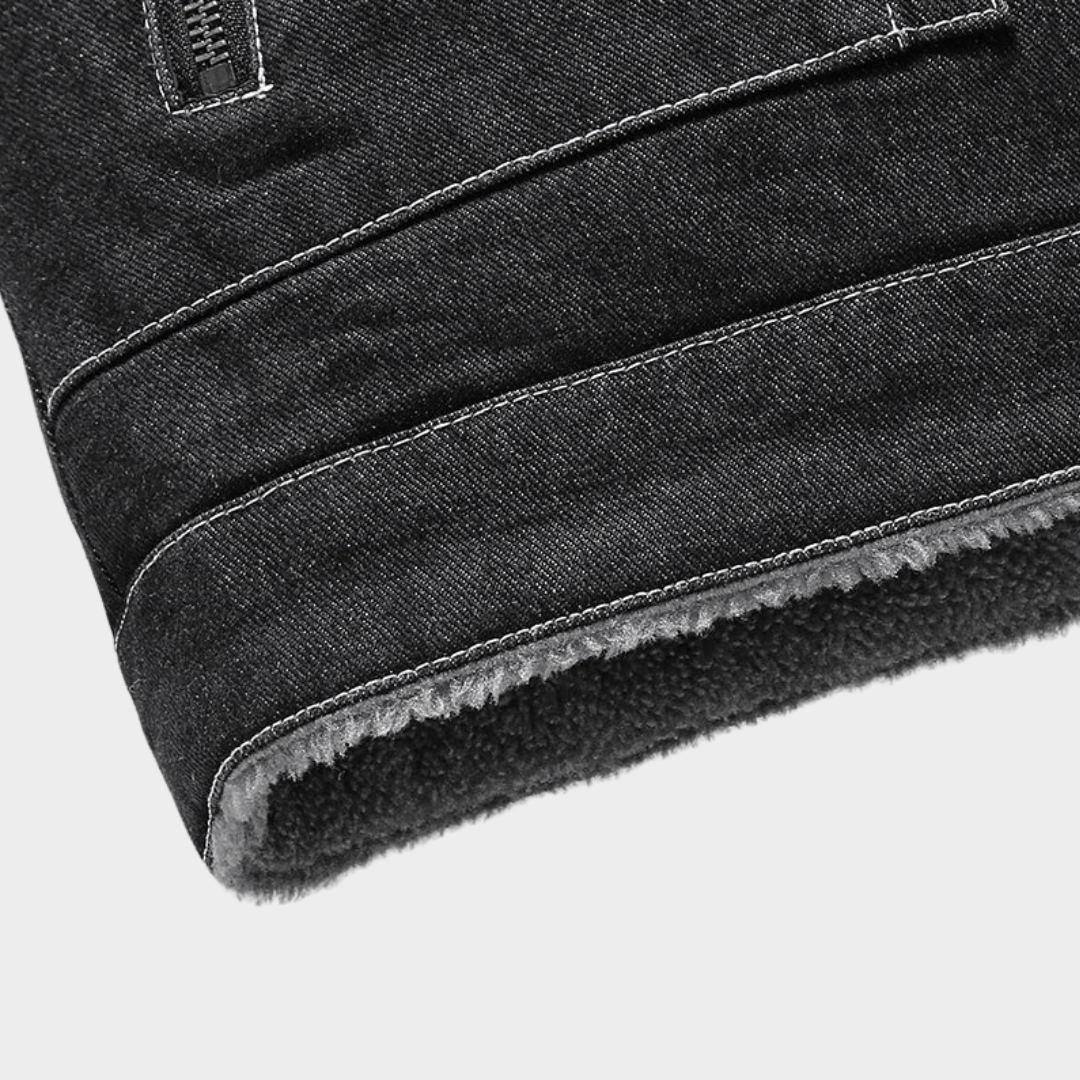Men’s Denim Jacket – Fur Collar – Warm & Stylish – Solid Color – Casual Outerwear – Multiple Colours
