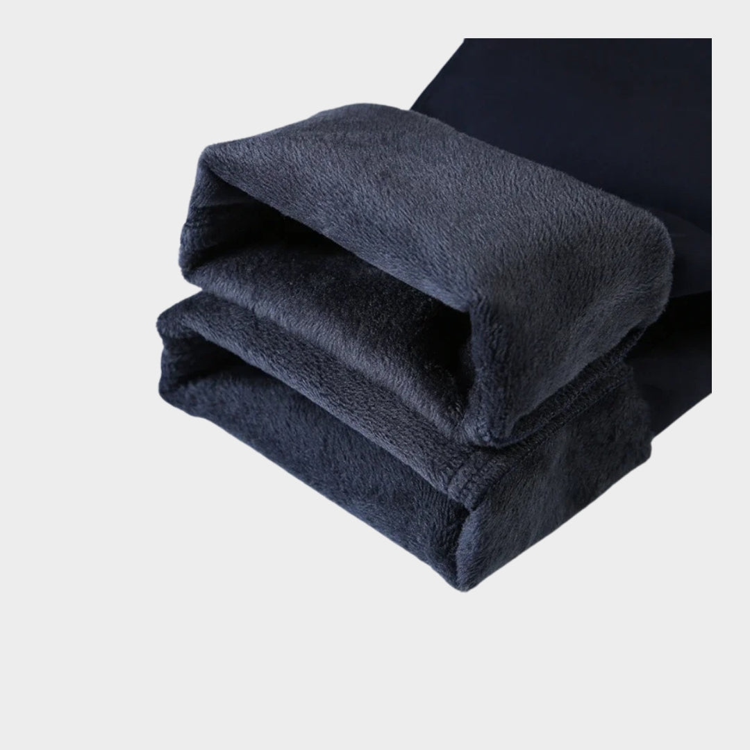 Men’s Winter Fleece-Lined Cotton Pants - Thicker Warm Business Casual Straight Elastic Trousers, Light Khaki, Dark Khaki, and More