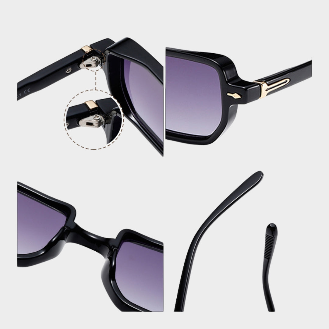 Retro Rectangular Rivets Men Punk Gradient Sunglasses - UV400 Shades in Multiple Colors