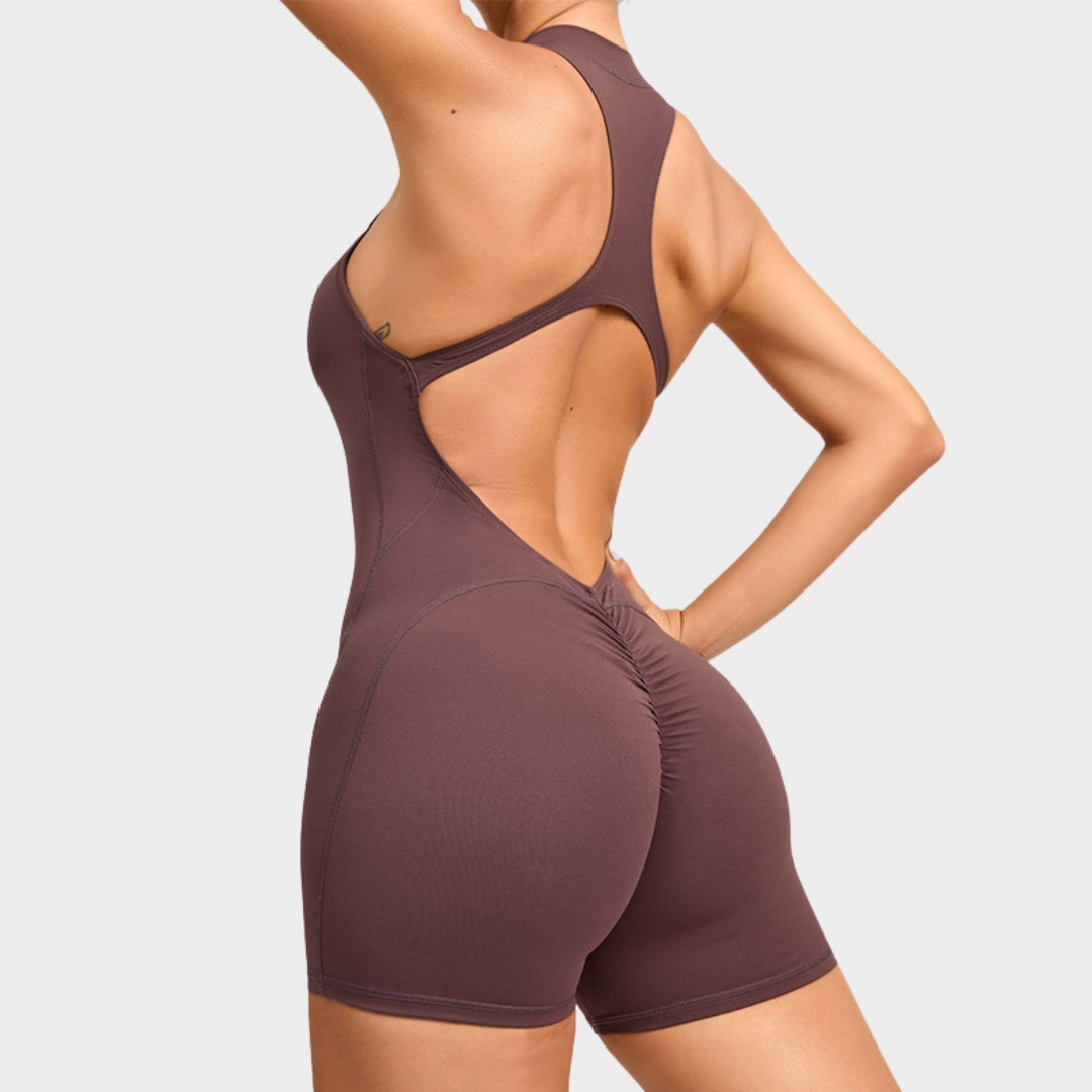 Women's Sleeveless Sports Jumpsuit - One-Piece Gym Romper - Scrunch Back - Multiple Colours