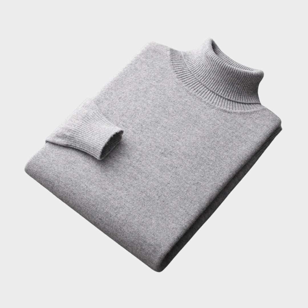 Men’s 100% Merino Cashmere Sweater – Old Money Knitted Pullover, Padded Warm Loose Fit, Black/Blue/White