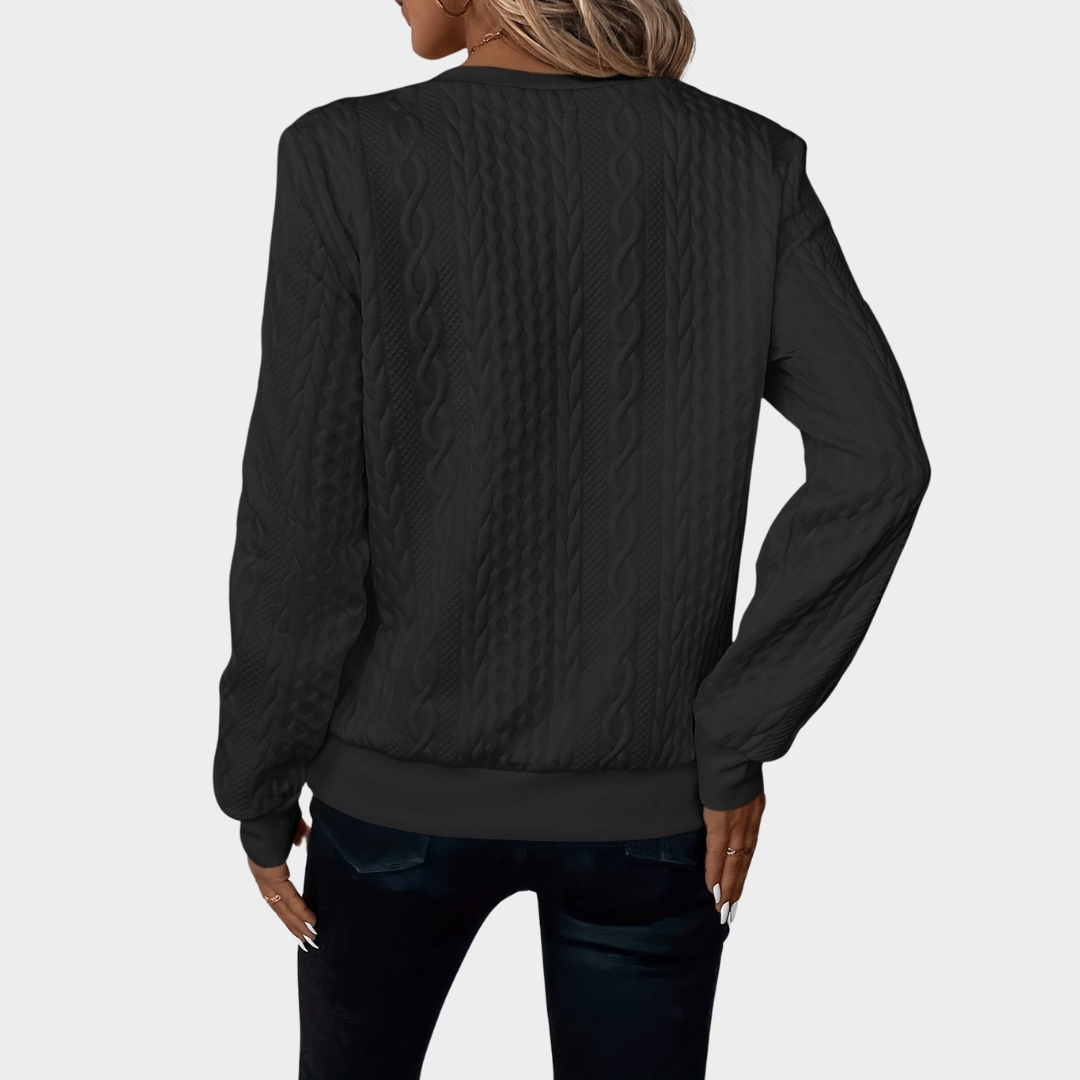 Women's Textured Zip Sweatshirt – Long Sleeve – Casual Loose Fit – Multiple Colours
