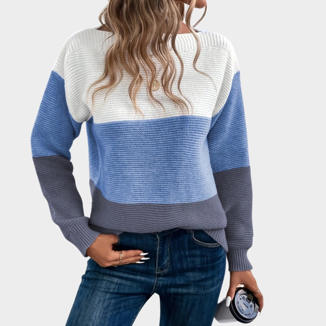 Elegant Patchwork Women’s Sweater - Loose Fit, Knitted Autumn Winter Tops, Gold, Black, and More