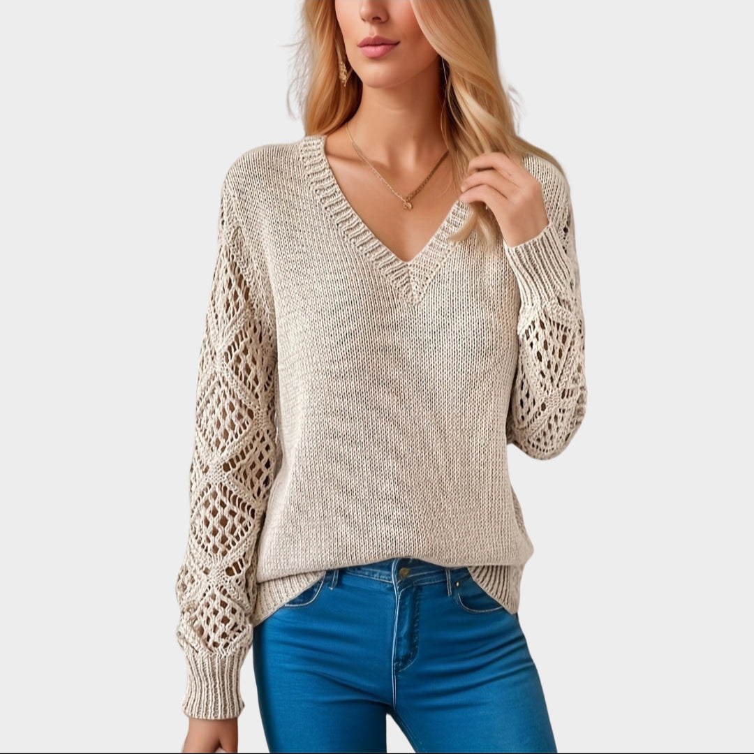 Women’s V-Neck Knitted Sweater - Solid Colors, Casual Fit, Autumn Fashion, Multiple Colors