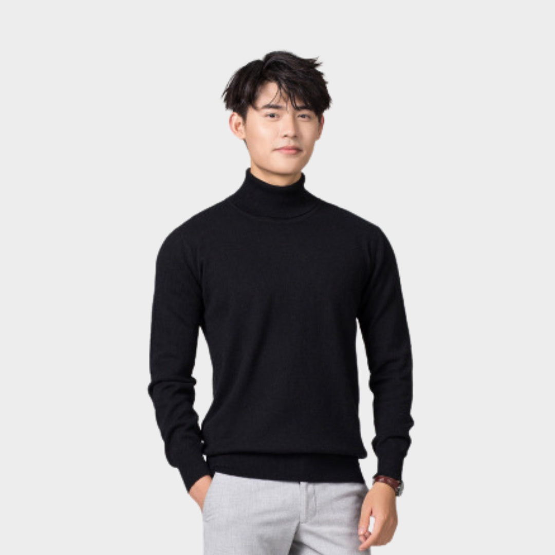 Men's Turtleneck Cashmere Cotton Blend Pullover Sweater – Fall/Winter, Yellow/Blue/Black/and More