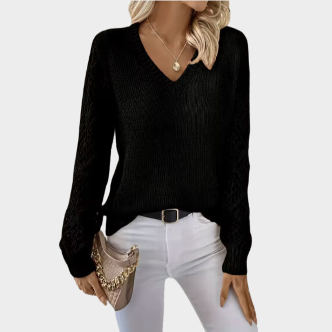 Women’s V-Neck Knitted Sweater - Solid Colors, Casual Fit, Autumn Fashion, Multiple Colors