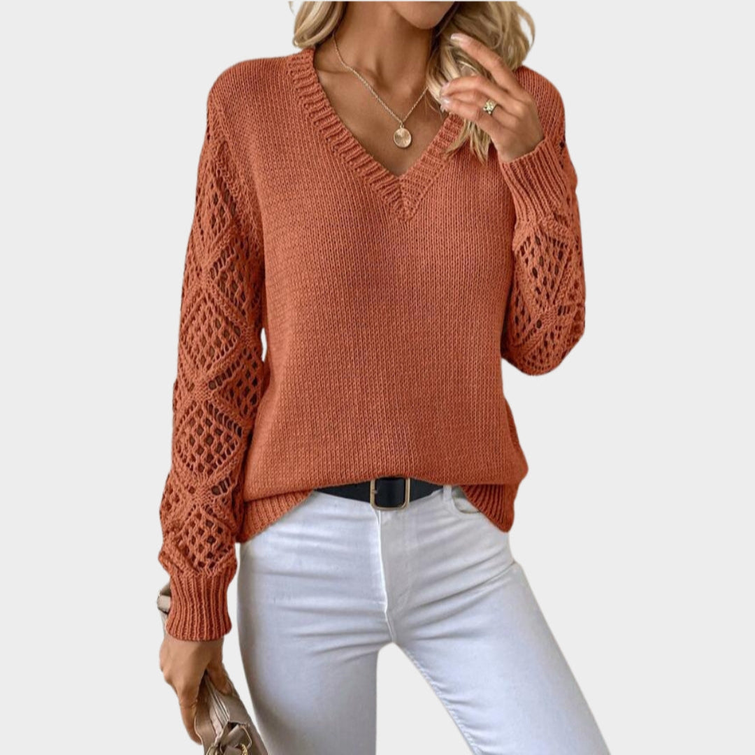 Women’s V-Neck Knitted Sweater - Solid Colors, Casual Fit, Autumn Fashion, Multiple Colors