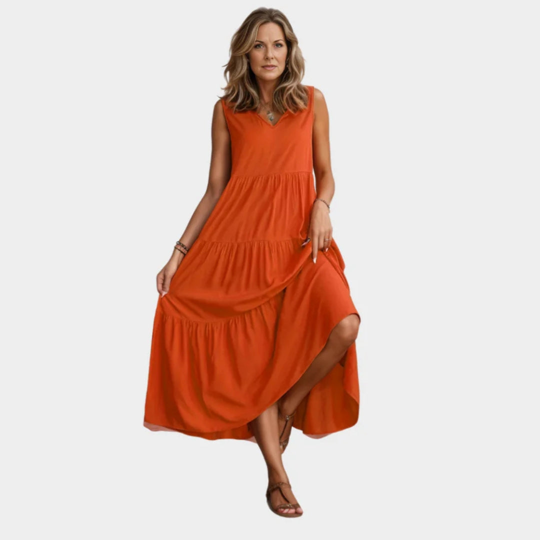 Women's Long Beach Dress V-Neck Relaxed Fit Multiple Colors - Casual Summer Vacation Dress