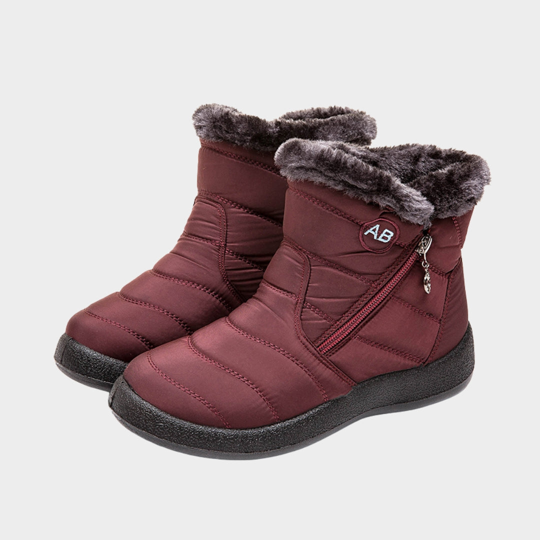 Women’s Waterproof Winter Boots - Soft Fur Lined, Comfortable Zipper Shoes, Grey, Black, Blue, Red, Brown