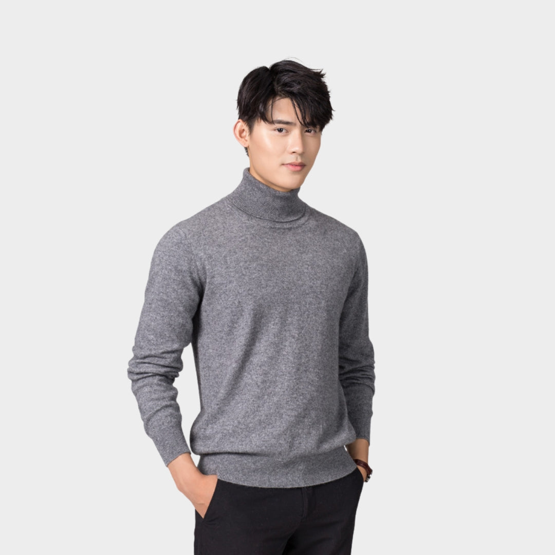 Men's Turtleneck Cashmere Cotton Blend Pullover Sweater – Fall/Winter, Yellow/Blue/Black/and More
