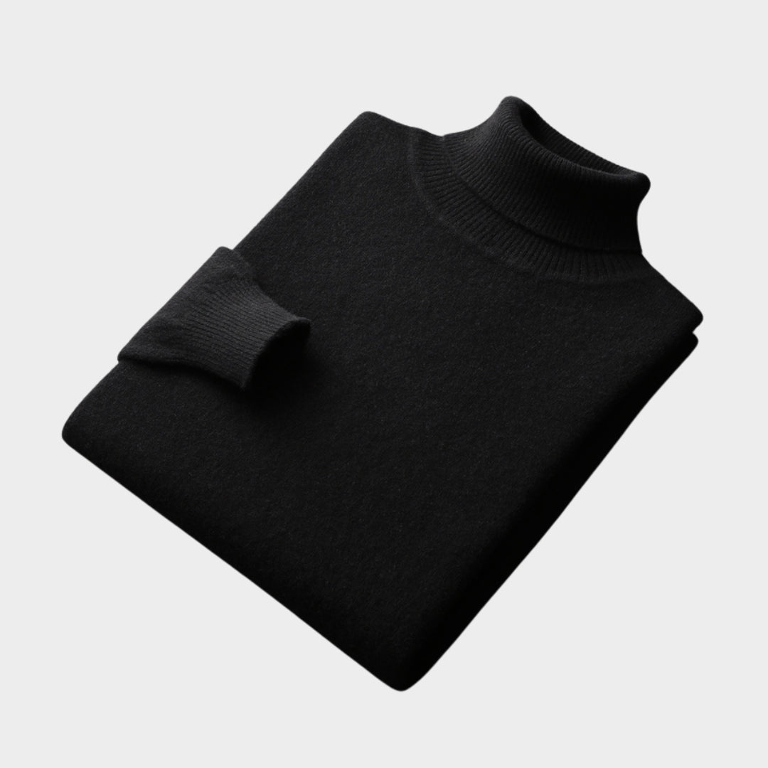 Men’s 100% Merino Cashmere Sweater – Old Money Knitted Pullover, Padded Warm Loose Fit, Black/Blue/White