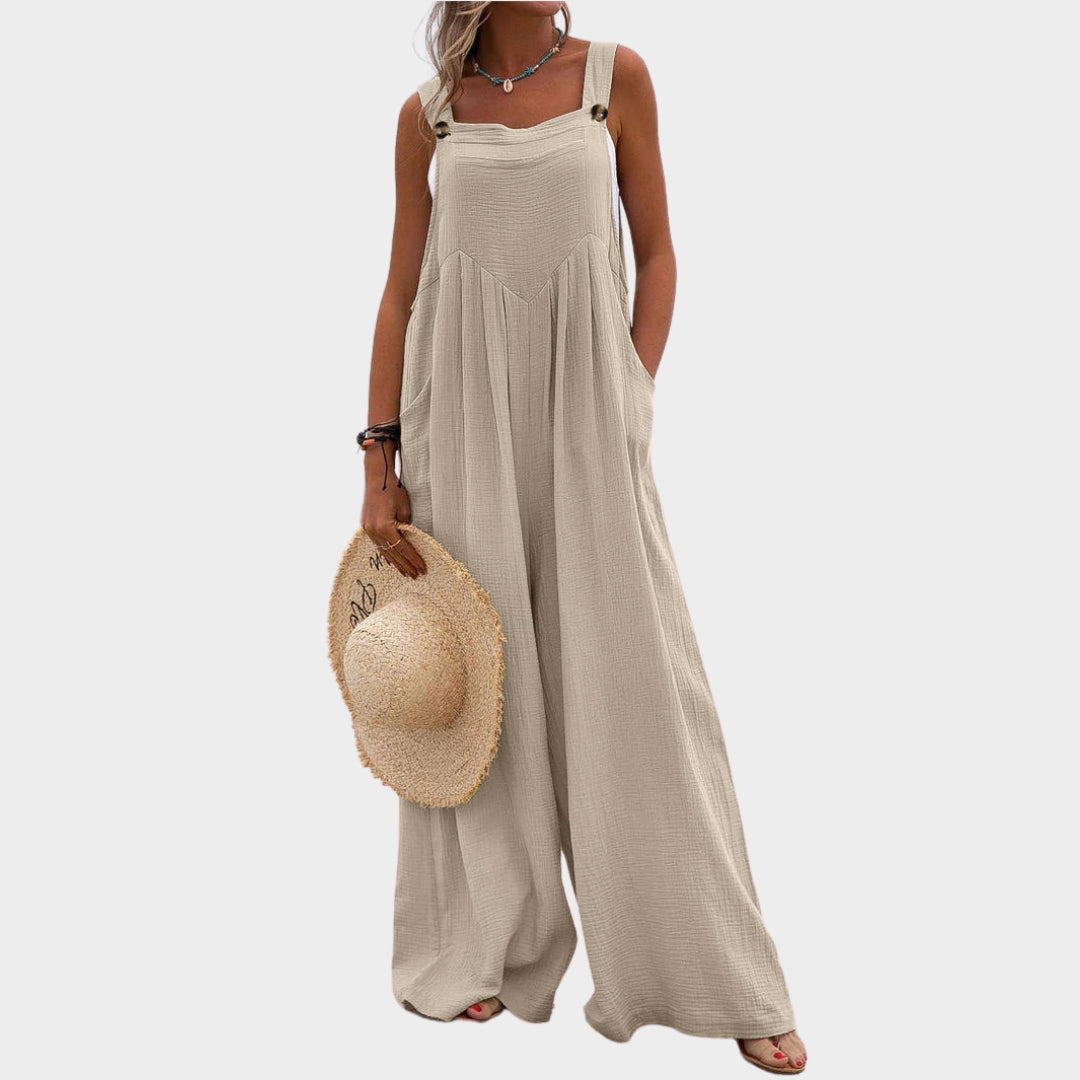 Women Lace-Up Hollow Out Jumpsuit – Long Pants, V-Neck, Elegant Office Rompers