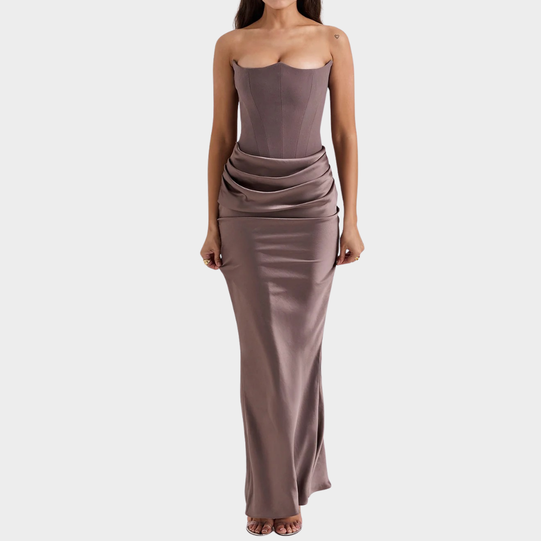Women’s Long Dress – Strapless Patchwork Design – Sleeveless Backless Slim Fit – Mermaid Evening Gown – Multiple Colours