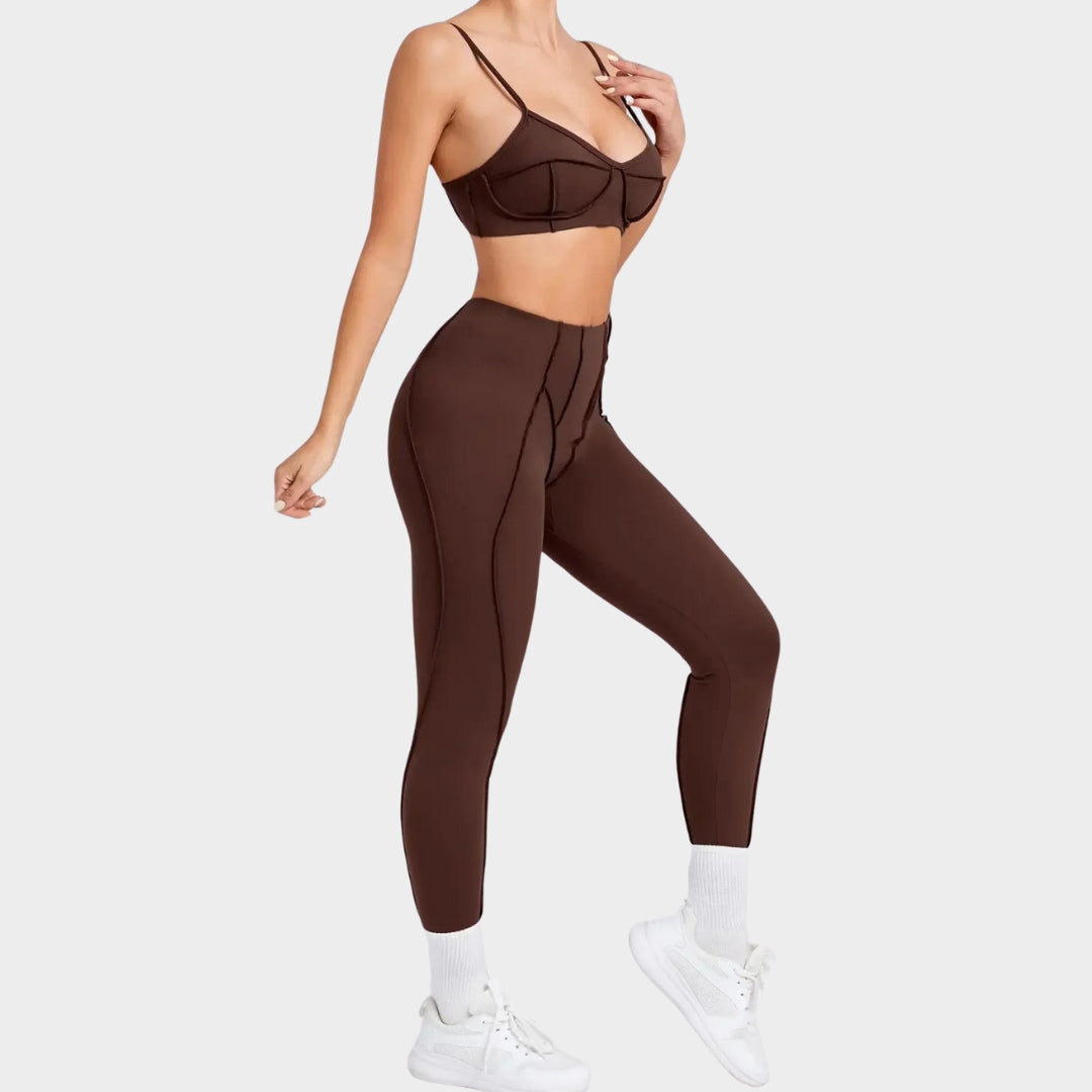 Women's Seamless Yoga Set - High-Waist Butt-Lifting Leggings & Backless Sports Bra - Stretch & Breathable Gym Outfit - Multiple Colours