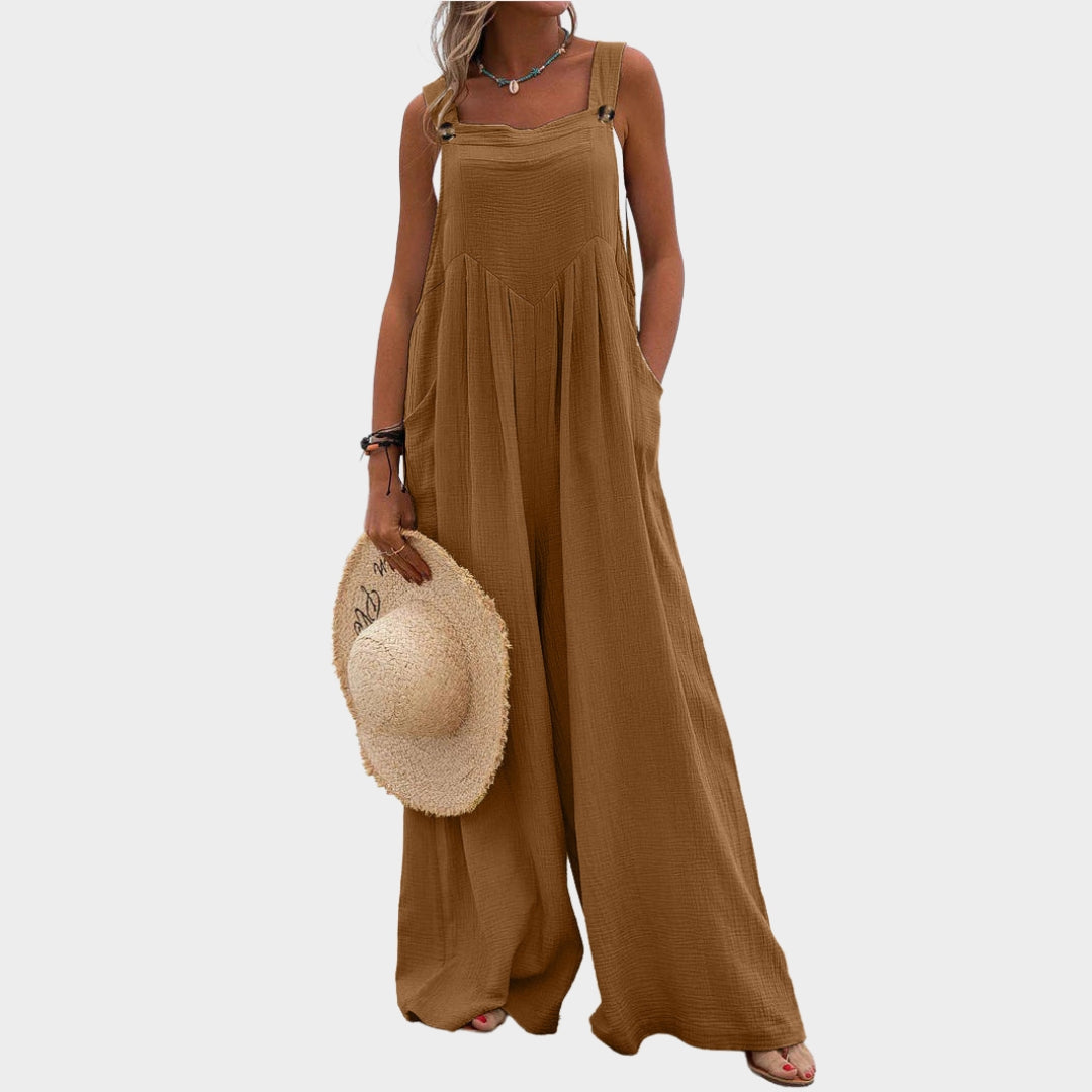 Women Lace-Up Hollow Out Jumpsuit – Long Pants, V-Neck, Elegant Office Rompers
