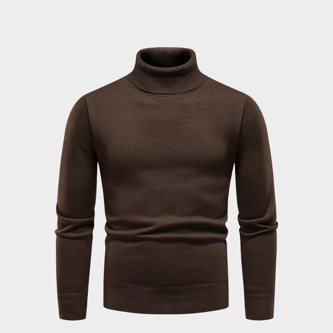 Men’s Turtleneck Sweater - Solid Color Slim Fit Casual Knitwear, Warm Winter Sweater, Black, Navy, White, and More