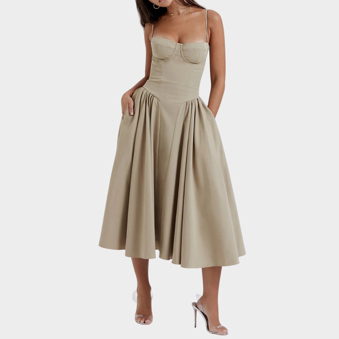 Women’s Long Dress – French Vintage Court Style – Sleeveless Tank Design – Elegant Flowing Fit – Multiple Colours