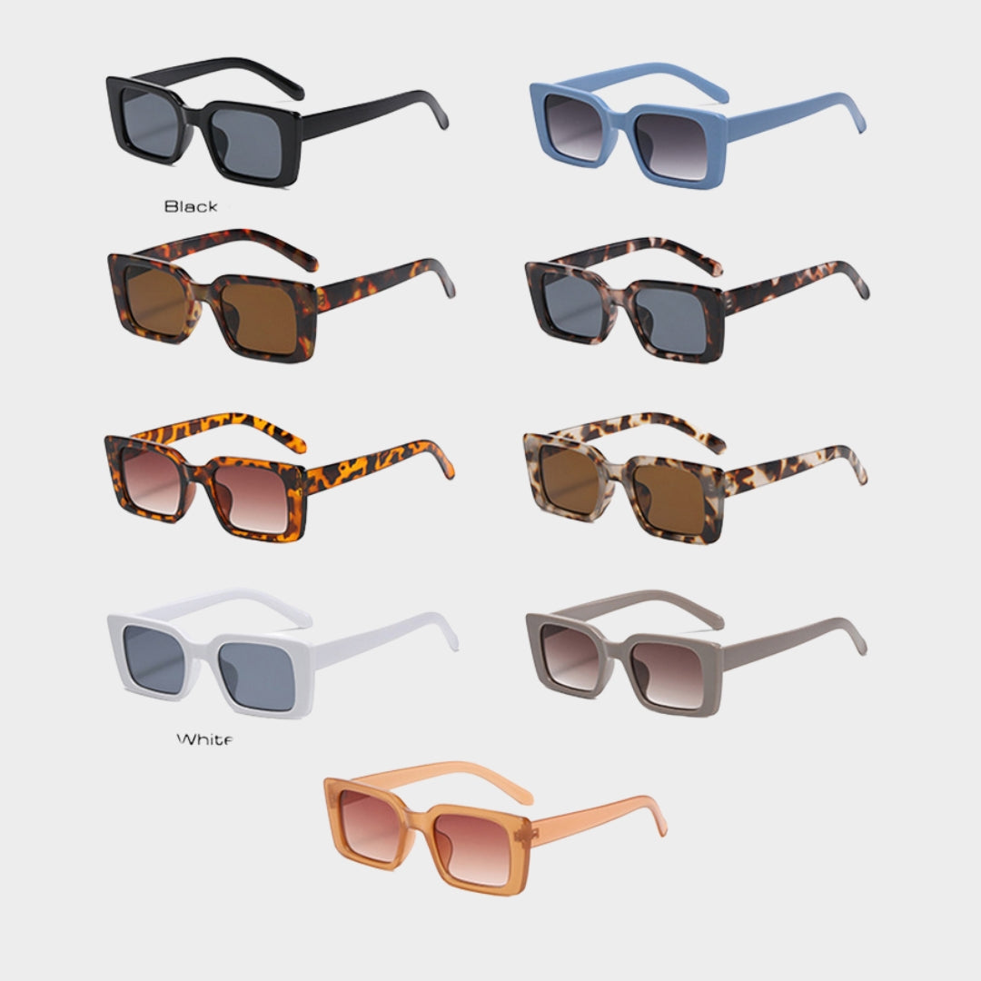 Retro Rectangle Sunglasses – Women UV400 Shades, Multiple Colors, Leopard and Tea Gradient Options