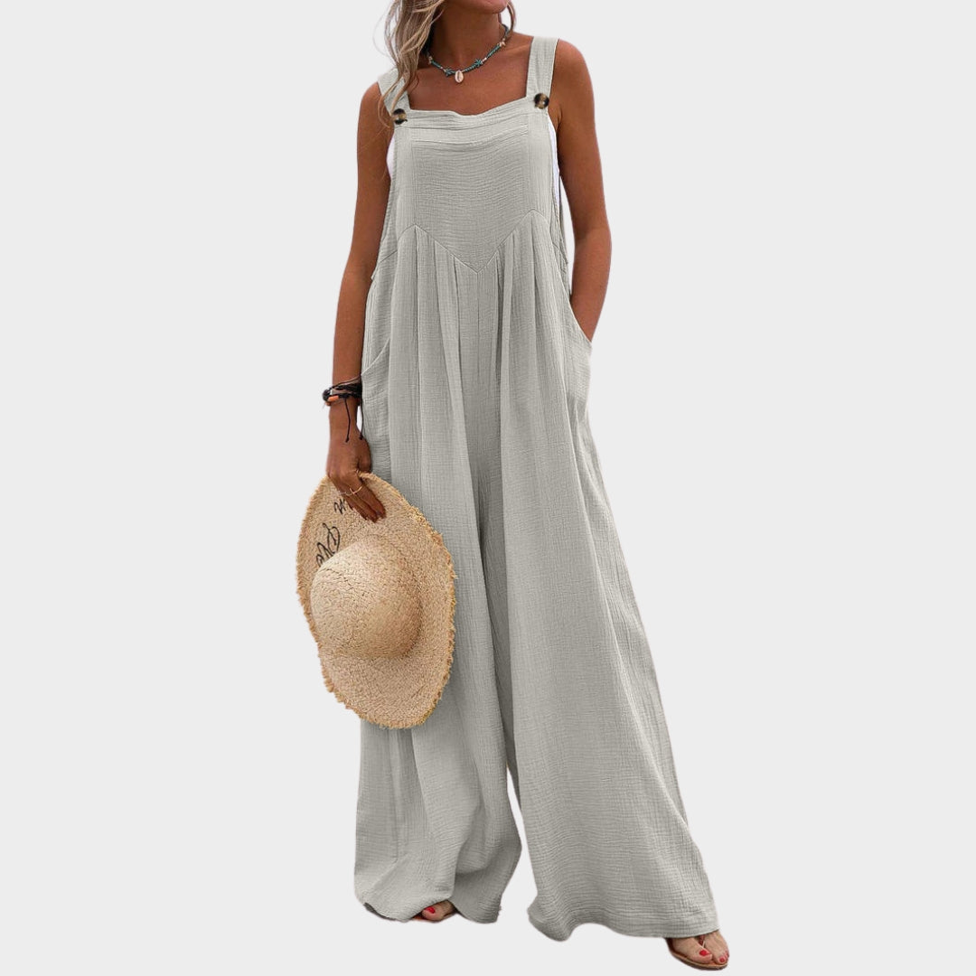 Women Lace-Up Hollow Out Jumpsuit – Long Pants, V-Neck, Elegant Office Rompers