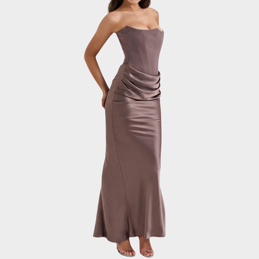 Women’s Long Dress – Strapless Patchwork Design – Sleeveless Backless Slim Fit – Mermaid Evening Gown – Multiple Colours