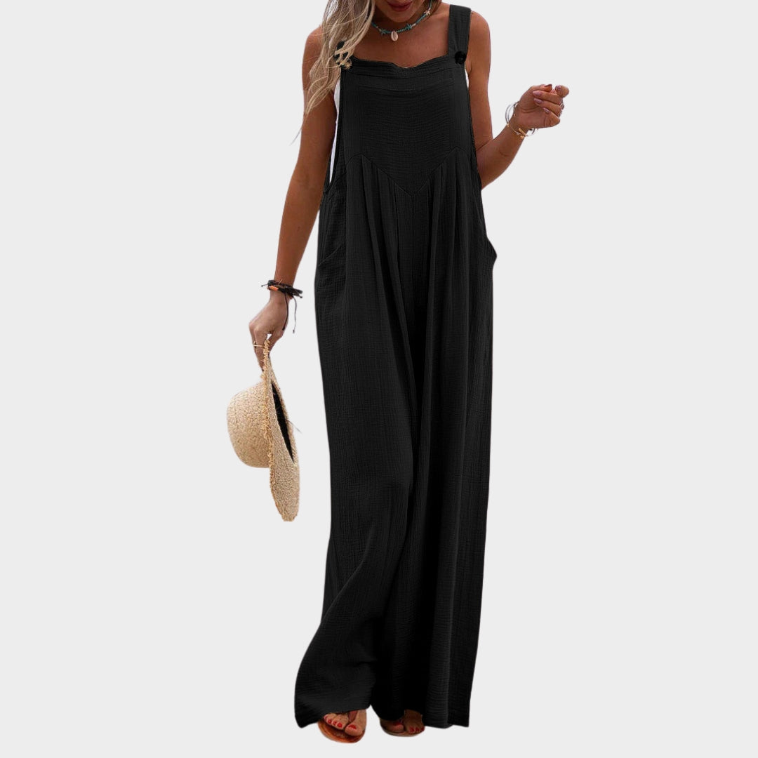 Women Lace-Up Hollow Out Jumpsuit – Long Pants, V-Neck, Elegant Office Rompers