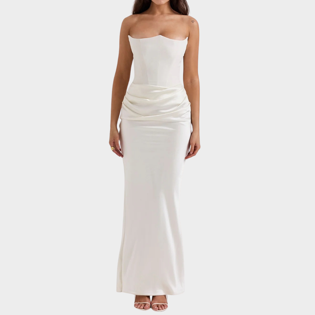 Women’s Long Dress – Strapless Patchwork Design – Sleeveless Backless Slim Fit – Mermaid Evening Gown – Multiple Colours