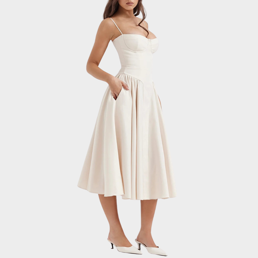 Women’s Long Dress – French Vintage Court Style – Sleeveless Tank Design – Elegant Flowing Fit – Multiple Colours
