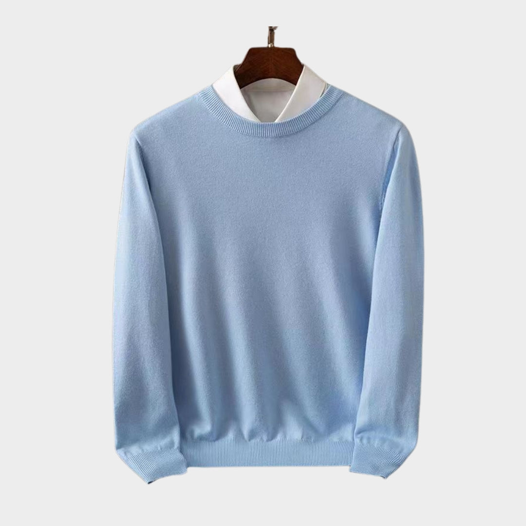Cashmere Men’s Sweater – Soft O-Neck Knit, Long Sleeve Wool Pullover, Multiple Colors