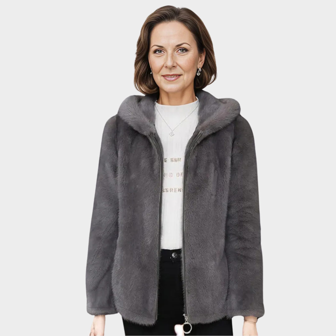 Women’s Warm Coral Velvet Jacket – Double-Sided, Hooded, Relaxed Fit, Thick Lining