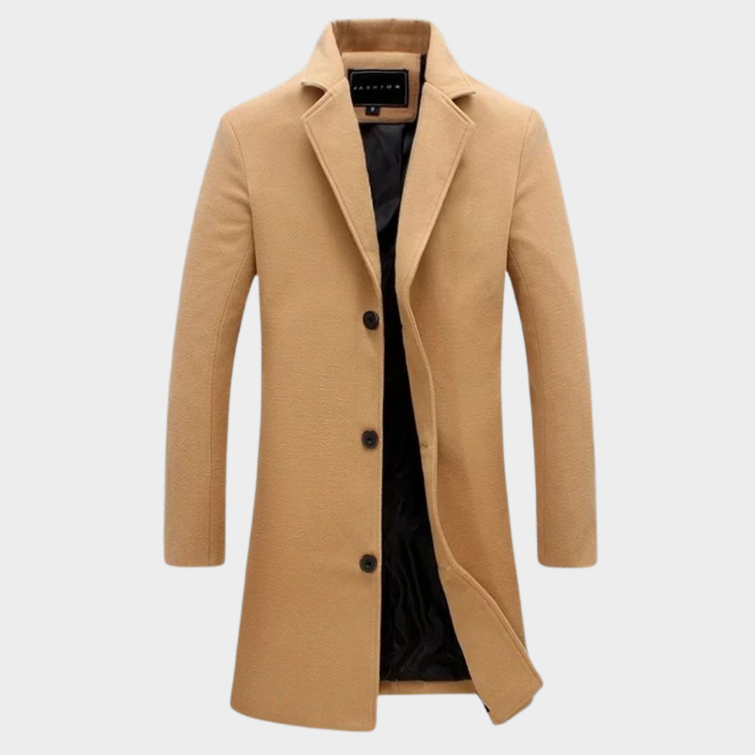Men’s Windbreaker Coat – Slim Fit – Wool Blend – Long Length – Business & Casual – Multiple Colours
