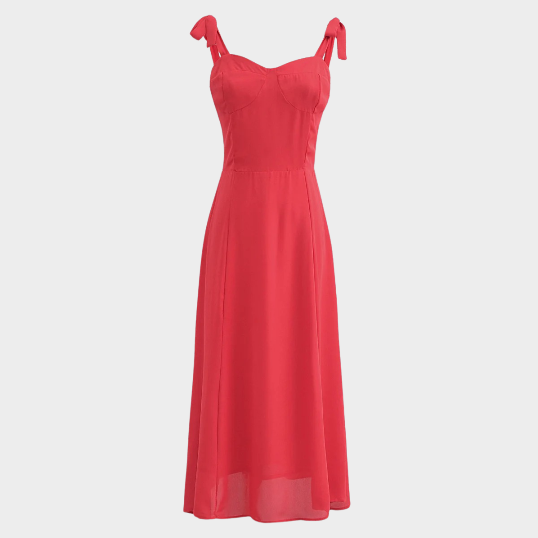 Women's Bodycon Tie-Strap Dress – Sleeveless A-Line Fit – Red