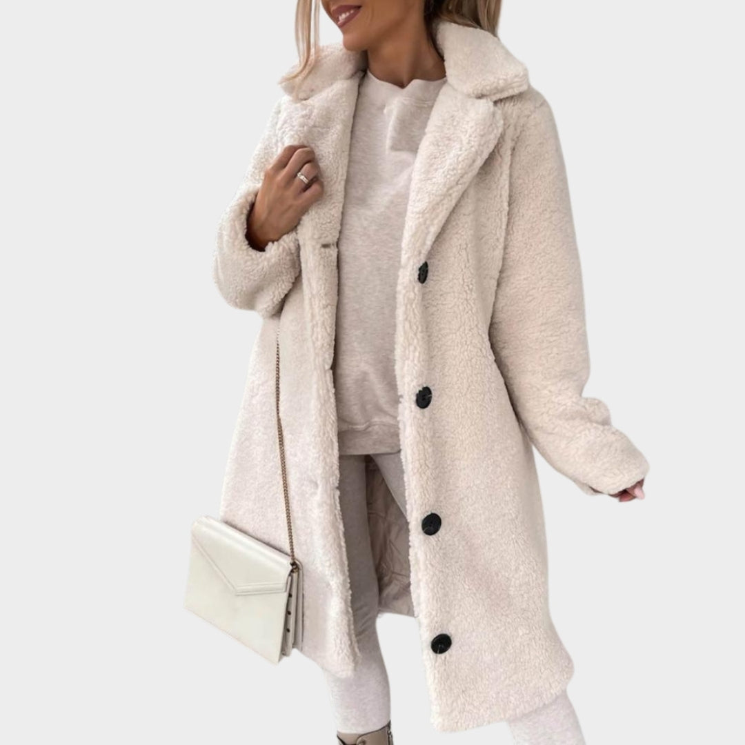 Trendy Women’s Long Teddy Overcoat – Autumn Winter Single-Breasted Trench Coat - Multiple Colours
