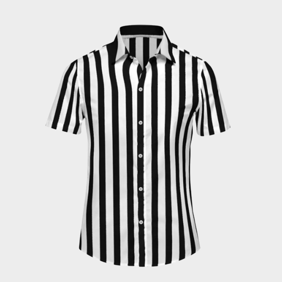 Men Striped Short Sleeve Shirt – Casual Fit – Breathable Fabric – Button-Up – Multiple Colours