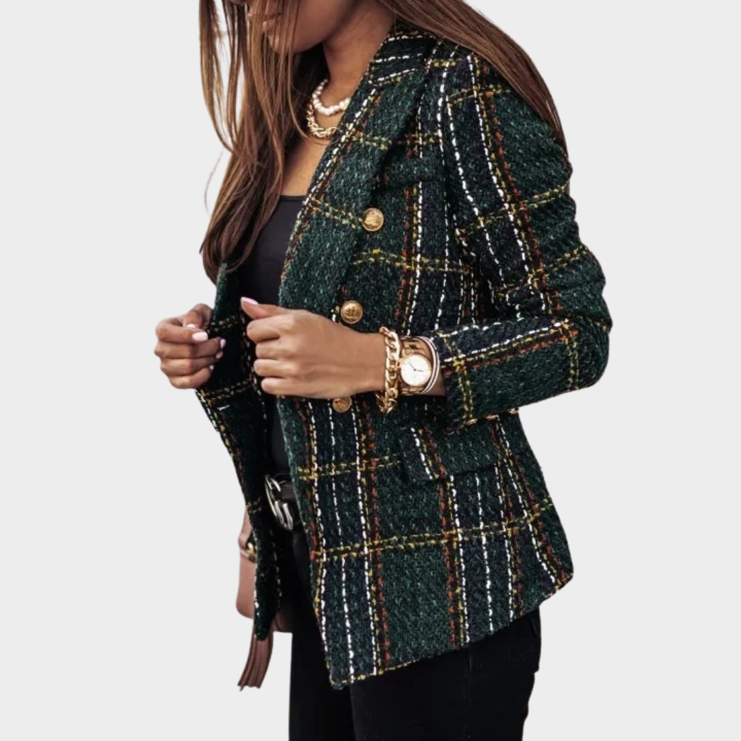 Women’s Printed Double Button Suit Jacket – Long Sleeve Slim Fit Polyester Fiber Blazer – Multiple Colours