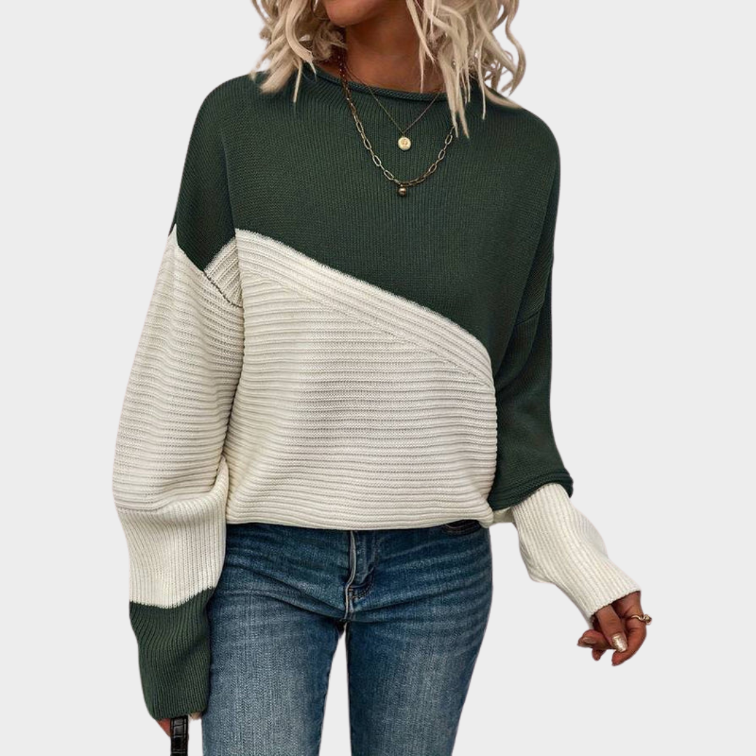 Women's Color Block Sweater – Knitted Pullover – Soft & Stylish – Modern Design – Multiple Colours