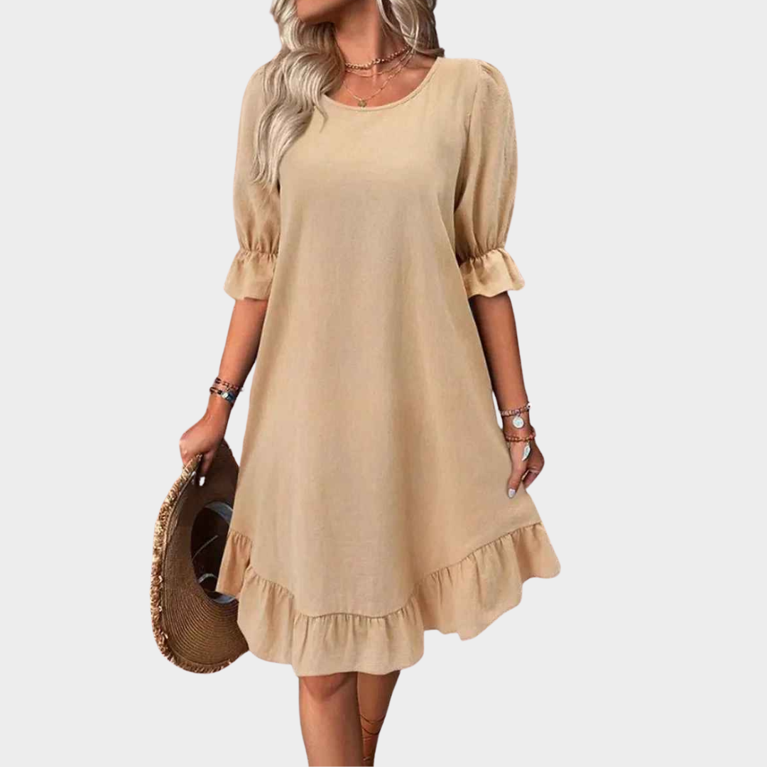 Women Sleeveless Midi Dress – Vintage Loose Fit with Round Neck in Cotton Linen – Multiple Colours