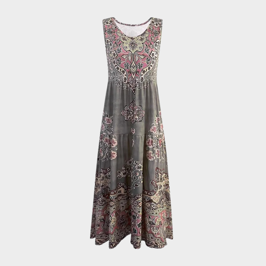 Women Floral Sleeveless Dress – U-Neck – Lightweight Elegant Fit – Multiple Colours